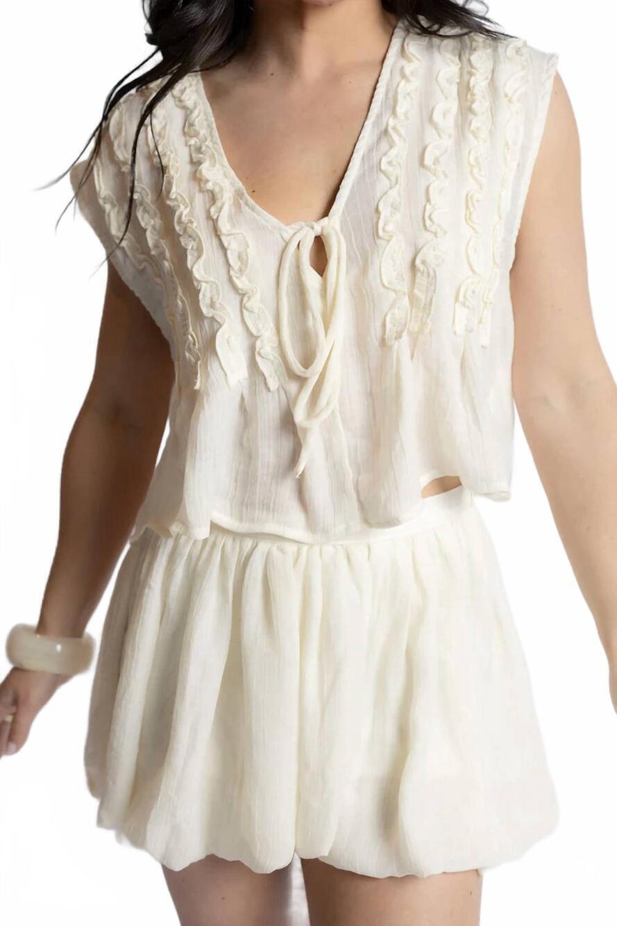 NEW SAGE THE LABEL daydreamer v-neck ruffle top in cream
